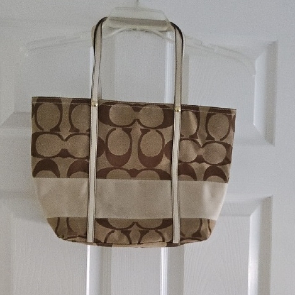 Coach Signature Brown and Cream Tote